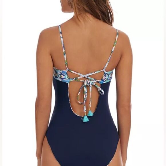 La Blanca Navy Blue Reversible Riviera Bandeau One Piece Swimsuit - Picture 3 of 12